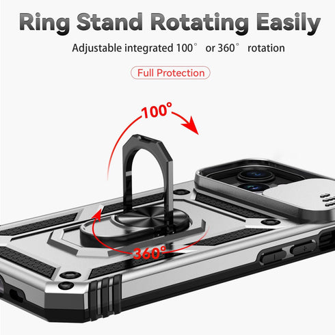 Hitaoyou Compatible with iPhone 15 Case, iPhone 15 Case with Camera Cover & Kickstand Military Grade Shockproof Heavy Duty Protective with Magneti...