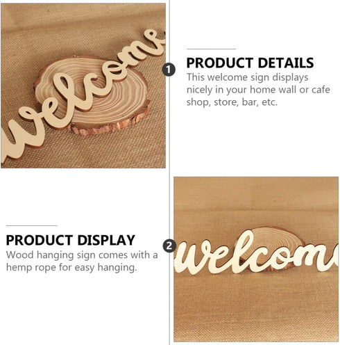 PRETYZOOM 10pcs Farmhouse Welcome Sign Cutout Unfinished Letter Sign DIY Block Words Door Wreaths Front Door Sign with 10pcs Lanyard for Home Wedd...