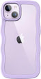 JETech Cute Case for iPhone 14 Plus 6.7-Inch, Wave Frame Curly Shape Shockproof Phone Cover for Women and Girls, Clear Hard PC Back (Purple)...