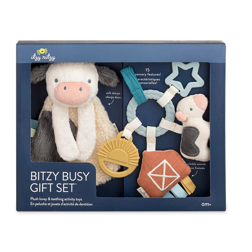 Itzy Ritzy Farm Toy Gift Set - Includes Cow Lovey & Farm-Themed Car Seat and Stroller Toy...