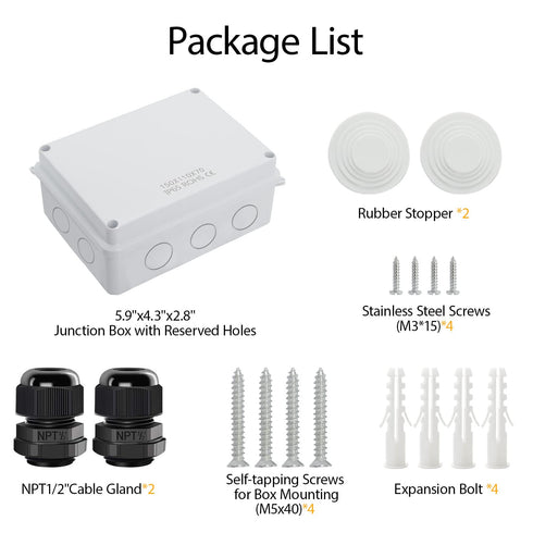 LeMotech Junction Box with Reserved Holes ABS Plastic Electrical Box IP65 Waterproof Dustproof Project Enclosure for Electronics White 5.9 x 4.3 x...