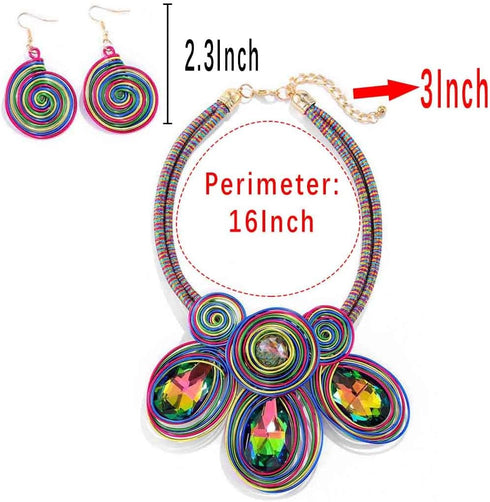 Barode African Bib Choker Necklaces Colorful Statement Necklace Collar Chunky Choker Crystals Tribal Necklace Jewelry for Women...