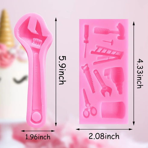 3Pcs Hardware Tools silicone Mold,Construction Tools Fondant Molds Wrench Chocolate Mold 3D Sugar Fondant Mold Mini Hand Tools Silicone Mold for C...