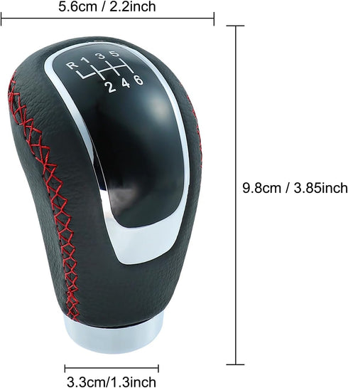6 Speed Shift Knob Manual Shifter Knobs Handle Leather Gear Stick Driving Transmission Fit Most Car Truck SUV Vehicles (Black+Red Line)...