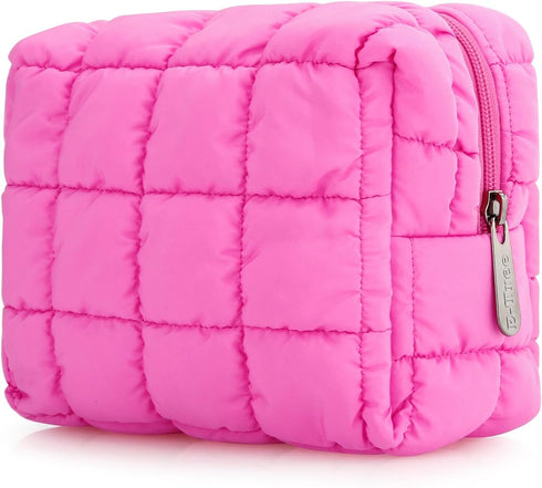 E-Tree Cute Makeup Bag,Quilted Cosmetic Bag,Make up Pouch for Purse,Toiletry Zipper Pouch,Checkered Bag,Travel Case,Storage Pouches for Organizati...