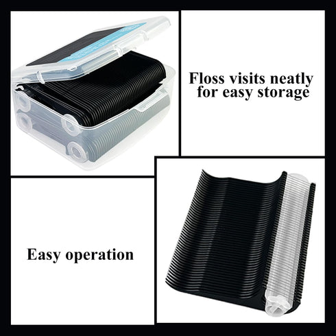 Black Floss Stick, Black Travel Case Floss, 200 Odorless Floss Floss, Toothpick Floss for Oral Cleaning, Oral Care Floss for Adults and Children (...