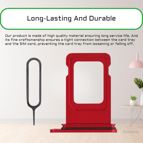 for iPhone 11 Red SIM Card Tray Holder Replacement Single SIM Version for iPhone11 Card Slot with Waterproof Rubber Ring Repair Fix Kit Card Remov...
