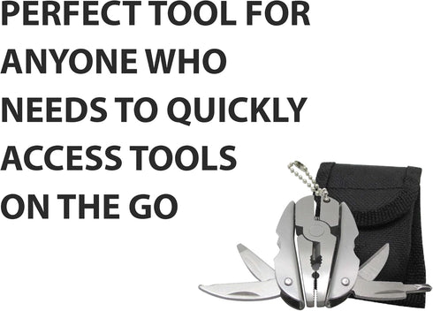 Mini Keychain Set - 6-in-1 Multitool Plier, Adjustable Wrench & Carry Case - Multifunctional All In One - Wire Strippers, Phillips Screwdriver, Kn...