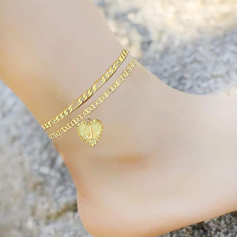 Dainty Ankle Bracelets for Women? 18K Gold Plated Anklets Minimalist Beach Letter Foot Chain Jewelry Gifts...