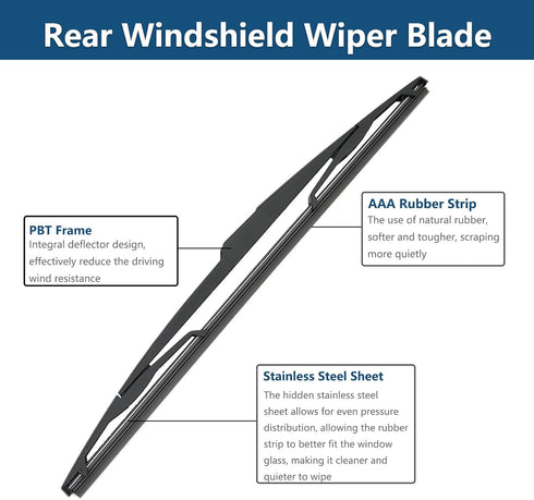 Rear Windshield Wipers Blade Arm Set for VOLVO XC60 2011-2017 / Volvo XC90 2011-2014 Back Glass Wiper Arm Blade Replacements All Seasons Fit, Repl...