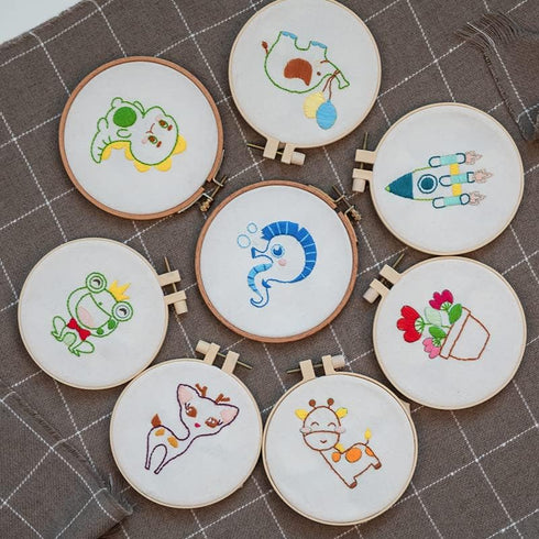 Ebherys Level1 hand embroidery kit for beginners starters,not cross stitch, 2 cute patterns 2 hoops needlepoint kit, DIY work instructions (Sea Ho...