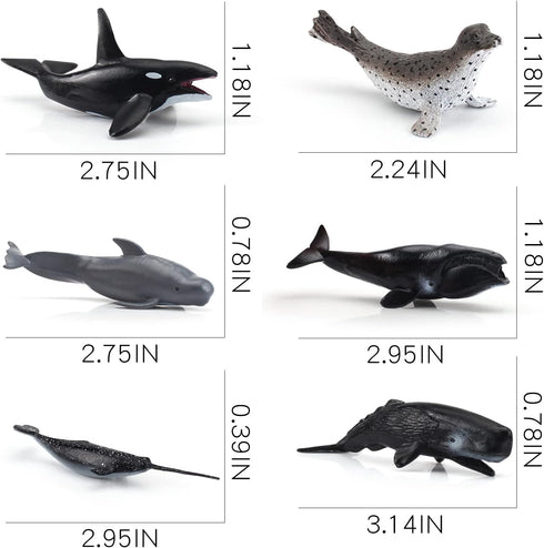 Mini Fish Figurines Set 6PCS Whale Bath Toys Figure Whale Ornament for Kids Toddlers Preschool Educational Playset...