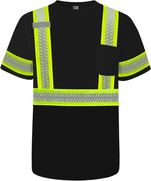 TCCFCCT High Visibility Shirts for Men Class 3 Hi Vis Reflective Safety Shirts for Men Women, Short Sleeve Construction Work Shirts with Green Ext...