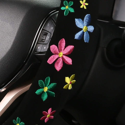 Embroidery Cute Steering Wheel Covers,DeepFloral Stitched,Hand-Grip,Universal Fit Most Cars SUV,Colorful (FXP-HUA02)...