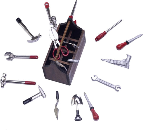 18Pcs 1:12 Miniature Repair Tools Doll House Accessories Multi-Tool Miniature Tool Model Set for DIY Crafts Ornament Dollhouse Decoration Toys...
