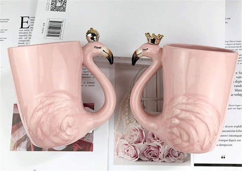 16 oz Cute Pink Coffee Mug Ceramic Flamingo Gift Unique Cups Mom Day Gift for Women Her Grandma Pretty Mug Funny Coffee Cup Funky Xmas Presents fo...