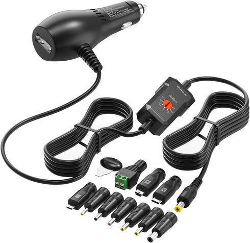 34W Car Charger Adapter with 5V 2A USB Port, 3V 4.5V 5V 6V 7.5V 9V 12V 2A Auto Cigarette Lighter Male Plug Truck Power Supply Adapter Cable for Ca...