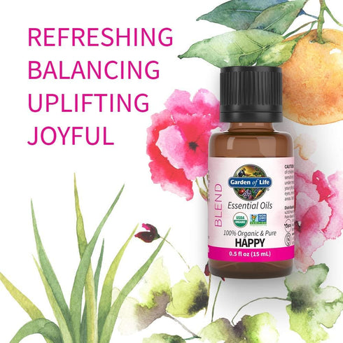 Garden of Life Essential Oils, 100% Organic & Pure Geranium Essential Oil Plus Sweet Orange & Palmarosa - Happy Blend for Diffusers, Home, Skin & ...