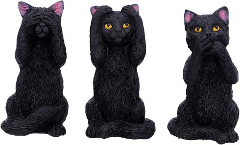Nemesis Now Three Wise Felines Black Cat Figurines, Ancient Wisdom Decor, Hand-Painted Resin Collectibles, 8.5cm...