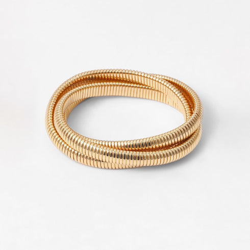 Chunky Bangle Bracelets Coil Stackable Snake Chain Bracelet Interlocking Layered Wrap Bangle Bracelets...
