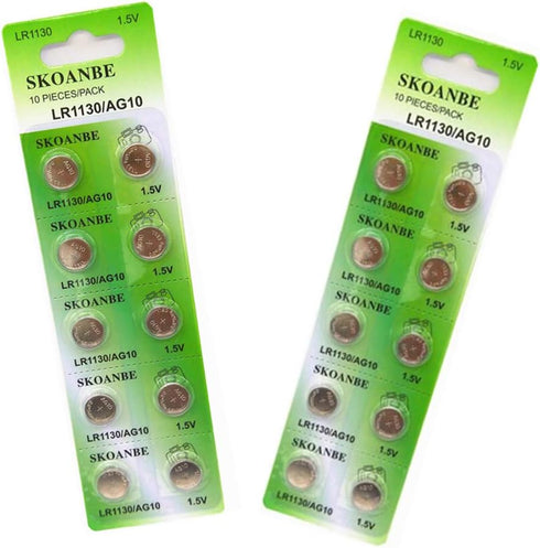 SKOANBE 10PCS LR1130 AG10 SG10 389 189 1.5V Button Coin Cell Battery...