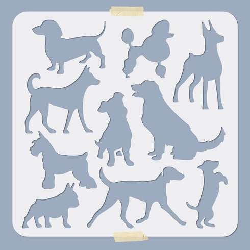 Dog Stencil Dog Drawing Stencils 11.8×11.8inch Reusable Flexible Pet Painting Template Smooth Edge for Farmhouse Home Decor Paint on Wood/Fabric/W...