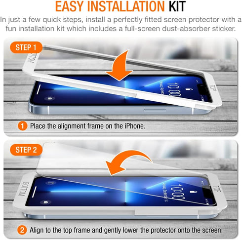 Trianium Tempered Glass Screen Protector Compatible for iPhone 13 Pro Max (2021), 3 Pack HD Glass 9H Film (w/Alignment Case Tool included)...