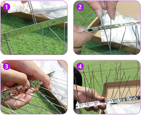 2 Pieces Bird Spike Bird Fence Spikes Bird Deterrent Spikes Bird Repellent Fence Spikes Anti-Bird Nest Fence Spike Bird Deterrent Strip with Stain...