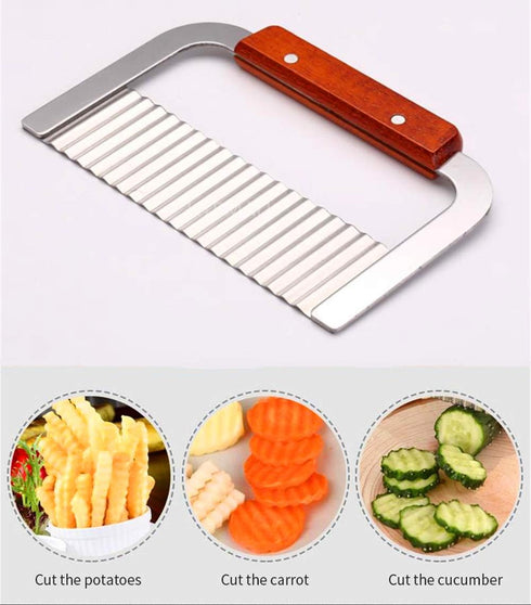 Crinkle Cutter, French Fry Cutter for Potatoes, Upgraded Stainless Steel Blade, Potato Slicer Frency Fry Crinkle Cutter Chopper Wavy Cutting Tool ...