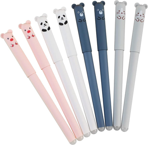 RIANCY 0.4mm Erasable Gel Pens,12 Pack Cute Cartoon Animal Rollerball Gel Ink Pens Refillable Pens for Adult Writing Kids Calligraphy Note Taking ...
