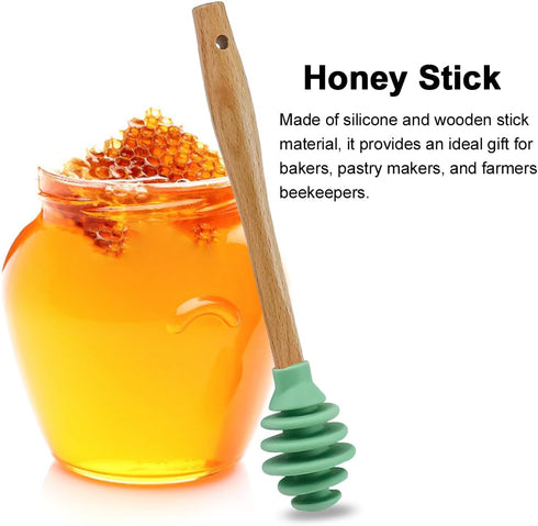 3 Pcs Silicone Honey Dipper Sticks - Spiral Design Non-Drip Honey Spoon with Jar Stirring Rod, Food-Grade BPA Free Dispenser for Syrup, Jam & Beve...