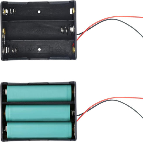18650 Battery Holder, 6 Pcs 3 × 18650 Black Battery Box, 3 × 18650 Battery Storage Box Housing with Black and Red Wires, for DIY Electronic Circui...