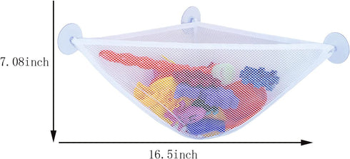chil Bath Toy Organizer with 3 Strong Suction Cups Mounted Bath/Shower Caddy Storage Solution Bath Toy Storage Net & Bathroom Corner Shower Caddy ...