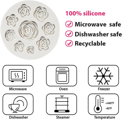 Rose Flower Silicone Mold Flower Fondant Chocolate Candy Molds For Flower Cake Decoration Cupcake Topper Sugar Craft Polymer Clay Gum Paste...