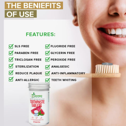 200 Pack Natural Toothpaste Tablet Bits - Chewable Mouthwash Whitening Burts Bees Bite Tablets for Teeth SLS & Fluoride Free Eco & Travel Friendly...
