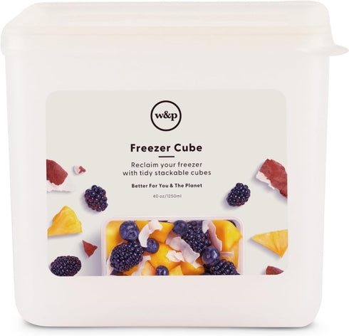 W&P Freezer Cubes | Reclaim Your Freezer With Tidy Stackable Frozen Food Containers | 40oz | Freezer safe, BPA Free, Dishwasher Safe, Microwave Sa...