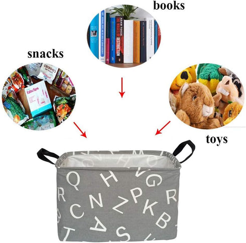 Rectangular Storage Bin Shelf Basket Canvas Fabric Toy Box,Waterproof Coating Nursery Hamper with Handles,Gift Basket for Home,Office,Clothes,Book...