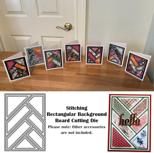 Silver Cutting Dies for Card Making Rectangle Triangle Background Metal Die Cuts Hollow Frame Embossing Template for DIY Scrapbooking Craft Album ...