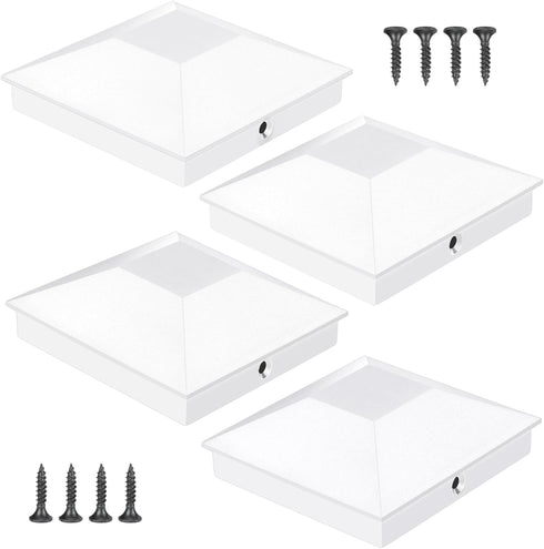 Eapele 4X4(3.5in x 3.5in) Wood Fence Post Caps, PP Plastic Water-Proof UV-Proof, Keep Post from Cracking and Rotting (4pcs, White?...