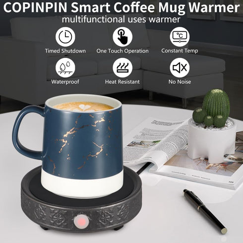 Mug Warmer for Desk, Coffee Cup Warmer Auto Shut Off, Candle Warmer Plate with Timer(2h/4h/8h) (04-Black)...