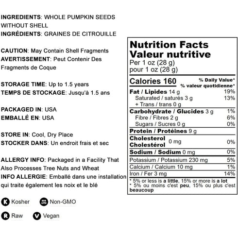 Food to Live - Raw Pepitas, 8 Ounces Non-GMO Verified, Pumpkin Seed Kernels, Unsalted, No Shell, Vegan, Kosher, Keto, Bulk. Wholesome Snack. High ...