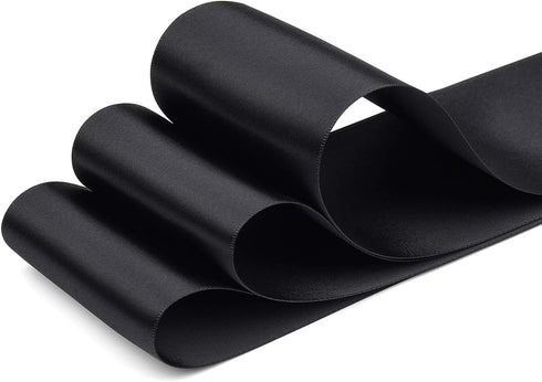 Humphrey's Craft 3 Inch Black Double Faced Satin Ribbon 5 Yards for Crafts Gift Wrapping Cutting Ceremony Decoration Sewing Christmas Tree Wedding...