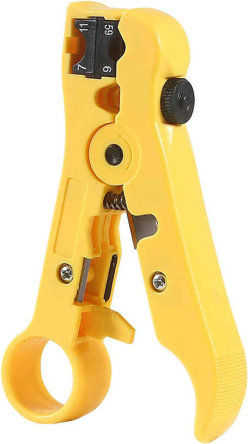 Coaxial Compression Tool Coax Cable Crimper Kit Adjustable RG6 RG59 RG11 75-5 75-7 Coaxial Cable Stripper with 10pcs F Compression Connectors Blue...