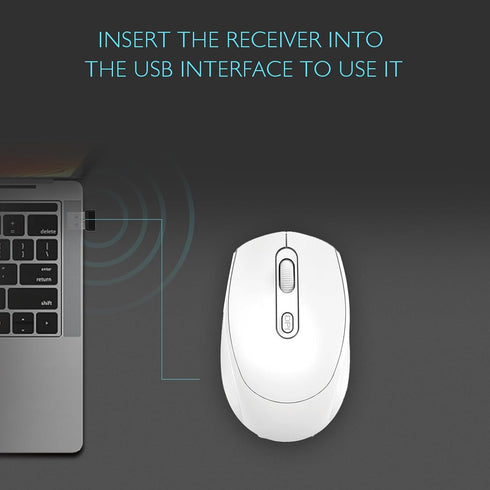 ONE-UP Wireless Mouse, 2.4G Silent Mouse, Computer Mouse with USB Nano Receiver for Laptop, Chromebook, PC, Mac, Windows and School Work (White)...