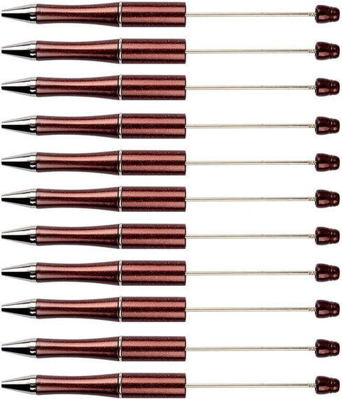 Beadthoven 20pcs Plastic Beadable Pen, Bead Ballpoint Pen Glittery Shaft Black Ink Bead Pens for DIY Pen Decorations Supplies Office School (Cocon...