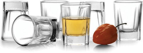 Circleware Eastside Clear Heavy Base Glass Shot Glass Set, 1.7 Ounce, Set of 6, Limited Edition Glassware Drinkware Barware Whiskey Scotch Liquor ...