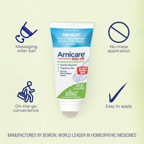 Boiron Arnicare Roll-On for Relief of Joint Pain, Muscle Pain, Muscle Soreness, and Swelling from Bruises or Injury - Non-greasy and Fragrance-Fre...