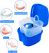 Dental Retainer Cup Holder Mouthguard Cleaning Case with Strainer Basket, Denture Bath Box Storage Cup Holder for Travel Cleaning - Dark Blue...