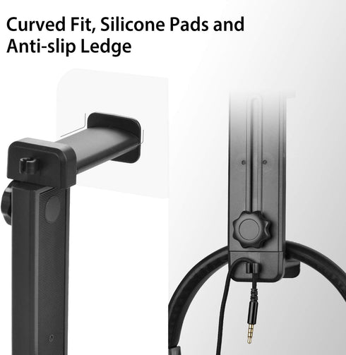 NEETTO HS906 Headphone Stand & Hanger 2 in 1, Above & Under Desk Gaming Headset Holder Mount Hook with Height Adjustable & Rotating Clamp, Earphon...