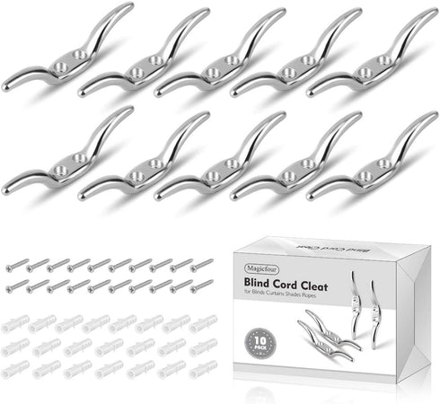 Magicfour Blinds Cord Cleat Baby Safety Rope Cleats, Small Rope Cleat Holder Zinc Alloy Cord Cleats, Blind Hook Winders with Screws for Roman Shad...